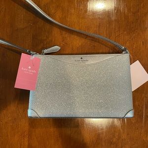 Kate Spade K4624 Glitter Fabric Silver CrossBody Bag